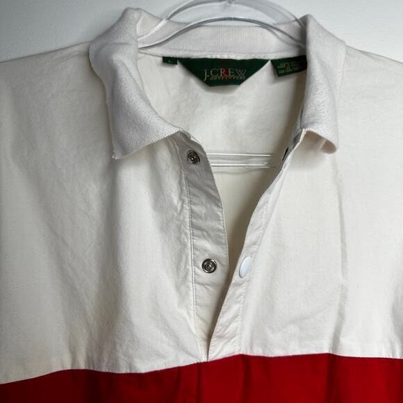 Vintage J. Crew Mens Snap Button Pullover‎ Windbreaker L Red White Blue 90s - Picture 4 of 6